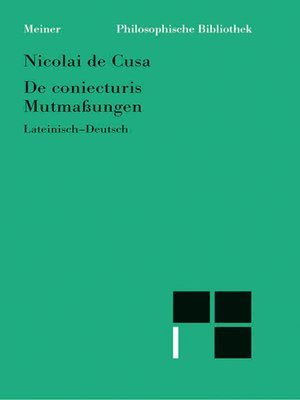 cover image of De coniecturis. Mutmaßungen